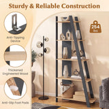 Tangkuka 4/5-Tier Ladder Bookshelf w/Trapezoidal Design for Small Space