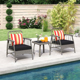 Tangkula 3 Pieces Patio PE Wicker Furniture Set