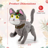 Tangkula 23 Inches Christmas Decoration, Pre-lit 88 LED Light Up 3D Cute Cat with Warm White Light and Plug