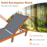 Tangkula Wood Lounge Chair Outdoor for Poolside Lawn Backyard