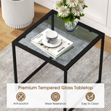 Tangkula Tempered Glass Top Side Table