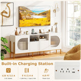 Tangkula 65”L White TV Stand for 55”-70” Televisions