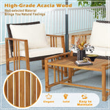 Tangkula 4 Pieces Patio Sofa Set, Outdoor Mix Brown Rattan Conversation Set with Acacia Wood Frame