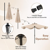 Tangkula 9Ft Patio Umbrella, Outdoor Umbrella with Crank Handle, Push Button Tilt, 2-Tier Beach Umbrella with Sun-Protective Canopy