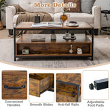 Tangkula Coffee Table with Storage, Industrial Rectangular Center Cocktail Table