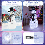 4.2 FT Lighted Christmas Snowman with Redbirds - Tangkula