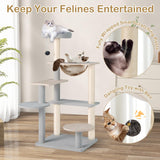 Tangkula Modern Cat Tree, 44 Inch Multi-Level Cat Tower with Removable Padded Top Perch