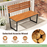 Tangkula 43" Outdoor Wood Bench Slatted Seat & Inclined Backrest
