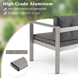 Tangkula Patio Aluminum Loveseat Sofa, Contemporary 2-Person Sofa Chair with WPC Armrests