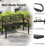 Tangkula Geometric Style Outdoor Metal Garden Park Bench for 2