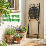 Tangkula Set of 2 Mosaic Foldable Outdoor Patio Chairs w/ Elegant Backrest