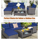 Tangkula 4 Pieces Rattan Conversation Set | Lounge Sofa Set with Coffee Table