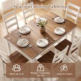 Tangkula Solid Wood Dining Table Set for 6 w/Rubber Wood Legs
