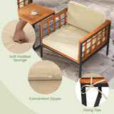 Tangkula 5 Pieces Acacia Wood Patio Furniture Set with Ottomans, Outdoor Conversation Set