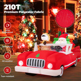 Tangkula 7.7 FT Christmas Inflatable Santa Claus & Reindeer Riding Car with Gift Bag