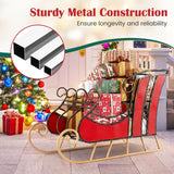 Tangkula Metal Christmas Santa Sleigh Basket, Xmas Festival Holiday Decorative Santa’s Sleigh with 2-Tier Storage Shelf