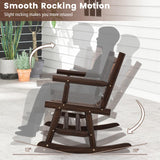 Tangkula Patio Rocking Bench, Carbonized Wood Double Rocker Chair with Ergonomic Seat