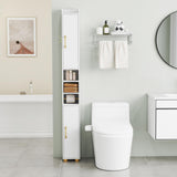Tangkula 69.5" Narrow Bathroom Cabinet with 2 Doors & Adjustable Shelves (1/2)