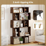 Tangkula Geometric Bookshelf 5-Tier Bookcase with Open Shelves and Closed-back Cubes