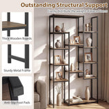 Tangkula 71” Tall Bookshelf 12 Storage Shelves Heavy-Duty Metal Frame Modern Freestanding Plant Display Rack