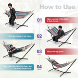 Tangkula Hammock with Stand, 10.5Ft Space Saving Steel Hammock Stand with Cotton Hammock & Carrying Bag