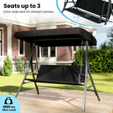 Tangkula 3-Person Wicker Porch Swing Outdoor Swing with Rattan Seat & Back