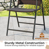 Tangkula Outdoor Folding Chairs Set of 2/4 Patio PE Wicker Dining Chairs