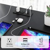 Tangkula 2-Person Reversible Computer Desk with LED Lights, 94.5” Long Office Desk with Power Outlets