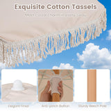 Tangkula 6 FT Tassel Market Table Umbrella with Push Button Tilt