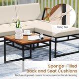 Tangkula 3 Pieces L-Shaped Outdoor Furniture Set