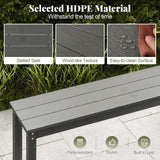 Tangkula HDPE Outdoor Bench 2-3 Person Patio Bench 55" Backless Garden Dining Bench with Slatted Seat