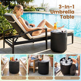 Tangkula 3-in-1 Umbrella Side Table with 2" Umbrella Hole