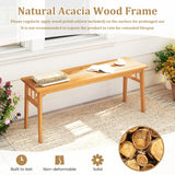 Tangkula Outdoor Acacia Wood 48” Patio Dining Bench with Slatted Seat