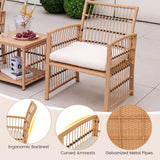 Tangkula 5 Piece Patio Wicker Sofa Set, Rattan Conversation Set with Back Cushions (Natural)