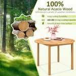 Round Outdoor Dining Table, Acacia Wood Dining Table - Tangkula