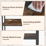Tangkula 3-Tier Bookshelf with Wooden Shelves and Metal Frame