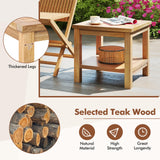 Tangkula Teak Wood Side Table with Storage