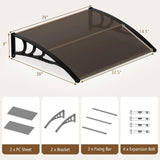 Tangkula 30" x 39" Window Awning with Hollow Sheet for Rain Snow Sunlight Protection
