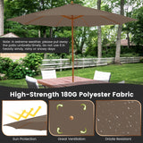 Tangkula 10FT Patio Umbrella, Outdoor Table Market Umbrella w/8 Wooden Ribs