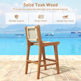 Tangkula Outdoor Natural Rattan Patio Teak Wood Barstool