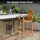 Tangkula Tall Adirondack Chair | Outdoor Acacia Wood Bar Stool with Back