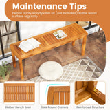 Tangkula 3 Piece Acacia Wood Patio Dining Table Set