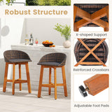 Tangkula Outdoor Rattan Bar Chairs Set of 2/4