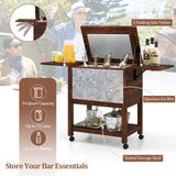 Tangkula Rolling Wooden Patio Cooler Cart(54 Quart)