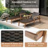 Tangkula Outdoor Chaise Lounge Chair, Rattan Patio Chaise with Armrests & 4-Level Backrest