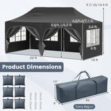 Tangkula 10 x 20 ft Pop Up Canopy with 6 Removable Sidewalls