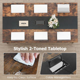 Tangkula  Rectangular Meeting Table with Mesh Storage Shelf & Cable Grommet for 6-8 People