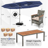 Tangkula 11 Pieces Patio Dining Set with 15 ft Double-Sided Patio LED Umbrella (Base Included)