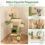 Tangkula Cactus Cat Tree, 63 Inch Multi-Level Tall Cat Tower with Sisal Scratching Posts & Board