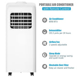 8000 BTU Portable Air Conditioner with Remote Control